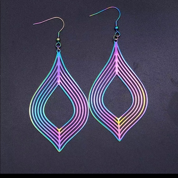 Dark Iridescent Drop Earrings